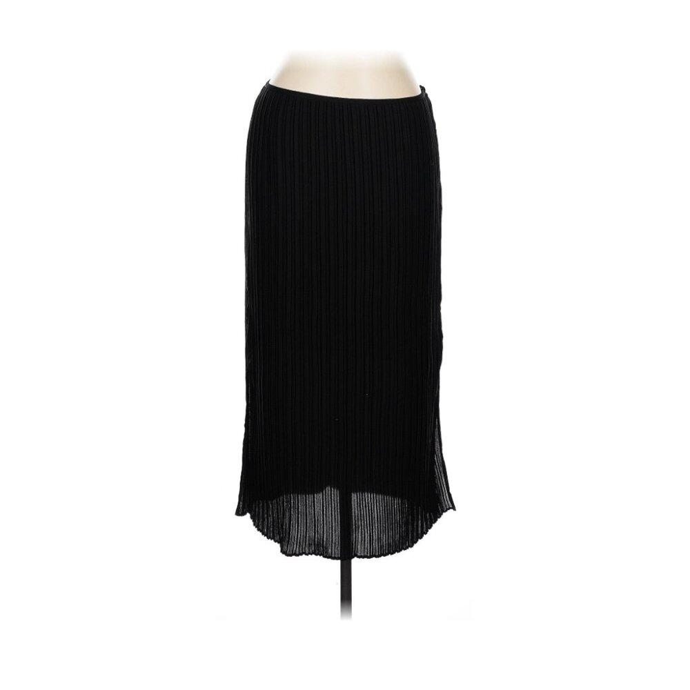 Banana Republic "Malia" Black Soft Satin Pleated Maxi Skirt - Size 12 - Like New - Picture 2 of 9